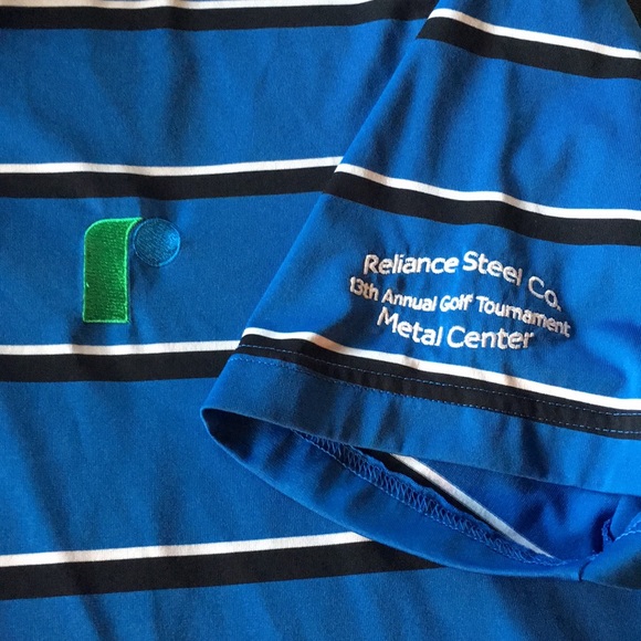 Slazenger Men's XL Golf Polo Bright Blue Striped - Picture 2 of 6